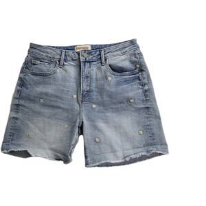 Driftwood Lulu Floral Embroidered Denim Shorts‎ Raw Hem 4.5" Inseam Size 27